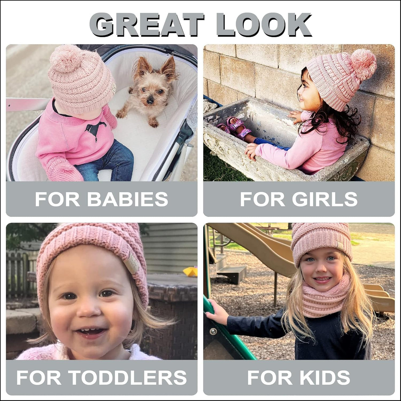 Cozy Toddler Cable Knit Pom Beanie - Warm Winter Hat for Kids