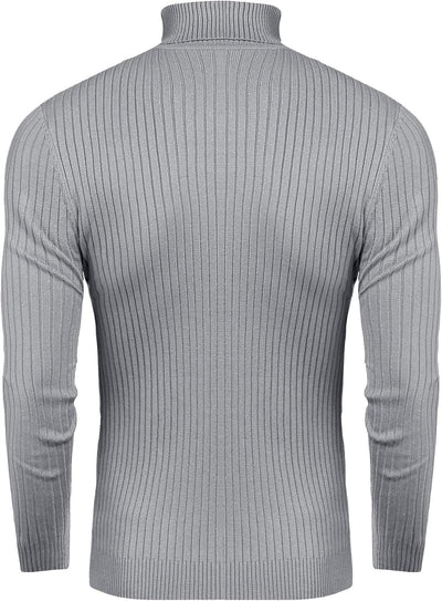 Mens Slim Fit Turtleneck Sweater Cable Knit Thermal Pullover Sweater