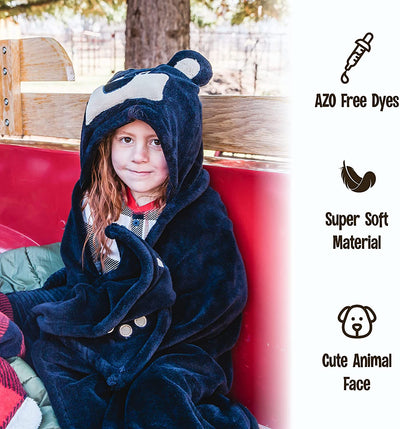 Wearable Hooded Blanket for Kids, Animal Hooded Blanket (Bear)
