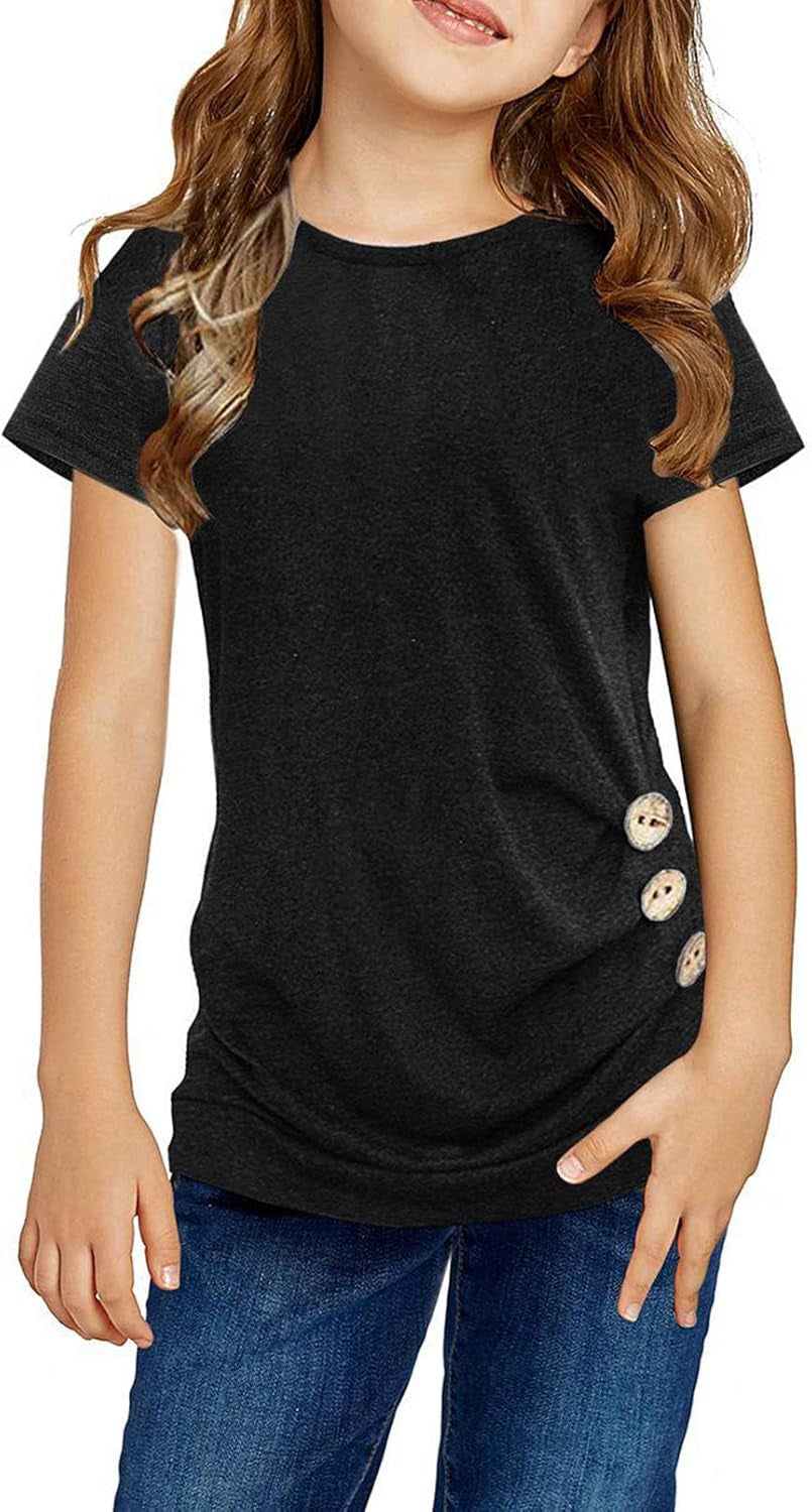 Girls Casual Tunic Tops Knot Front Long Sleeve Loose Soft Blouse T-Shirt Size 4-13