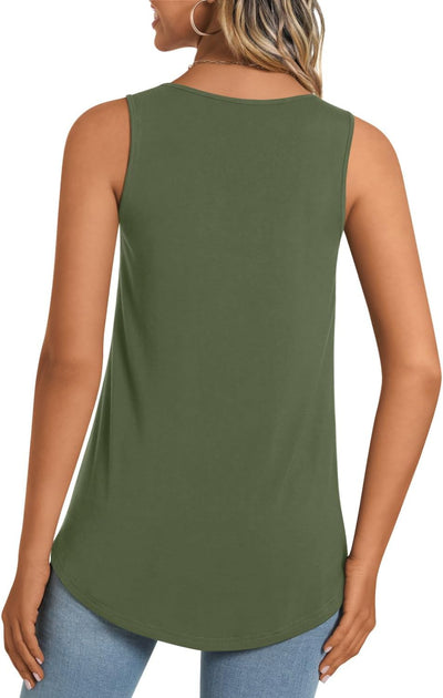 Women'S Tank Tops 2025 Summer Tunics Casual Sleeveless Shirts Ladies Loose Fit Blouses S-4XL