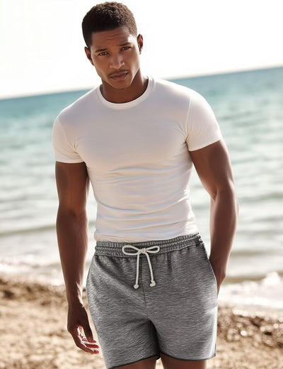 Mens Lounge Shorts Knit Terry Cloth Drawstring Athletic Sweat Shorts with Pockets 6 Inch
