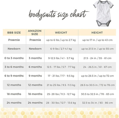 Unisex Organic Cotton Short and Long Sleeve Bodysuits, 5-Pack