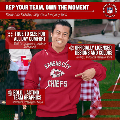 NFL Adult Gameday Hooded Sweatshirt - Poly Fleece Cotton Blend - Stay Warm and Represent Your Team in Style