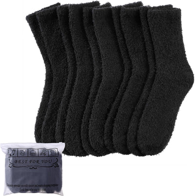 Womens Fuzzy Slipper Socks Animal Soft Warm Cute Microfiber Cozy Fluffy Winter Christmas Socks (5 Pairs Black)