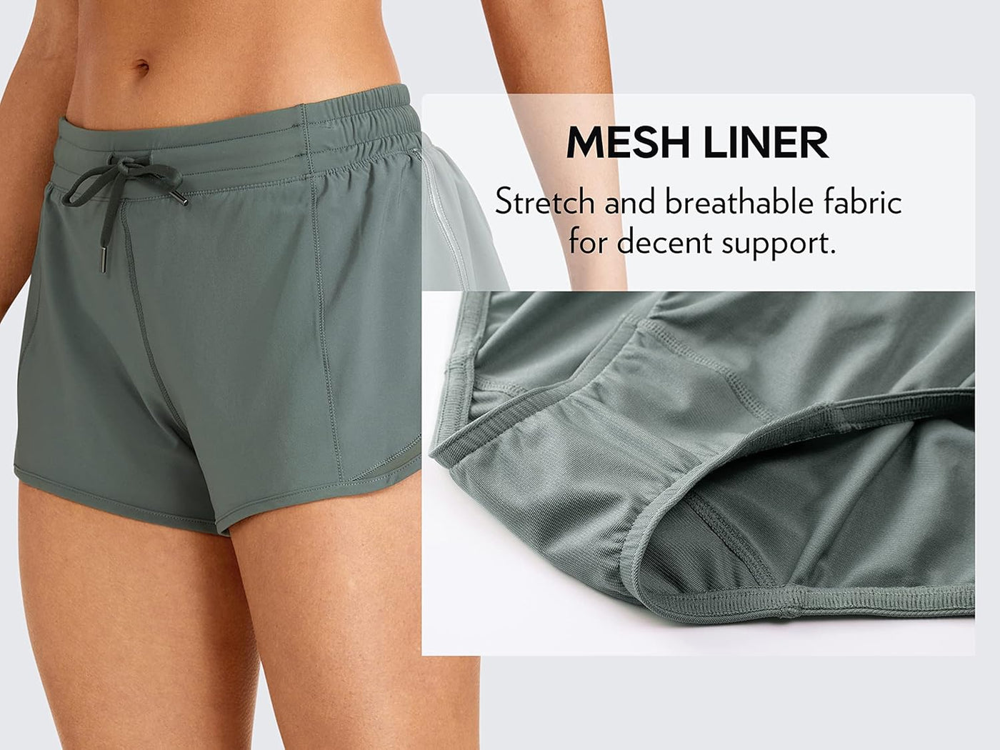 Feathery-Fit Mid-Rise Lined Shorts with Drawstring 2.5''