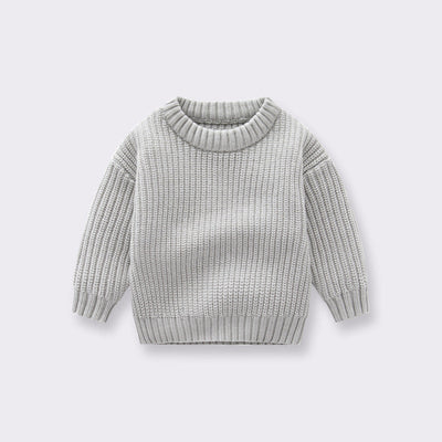Baby Solid Color Handknit Design Quality Pullover Loose Sweater-4