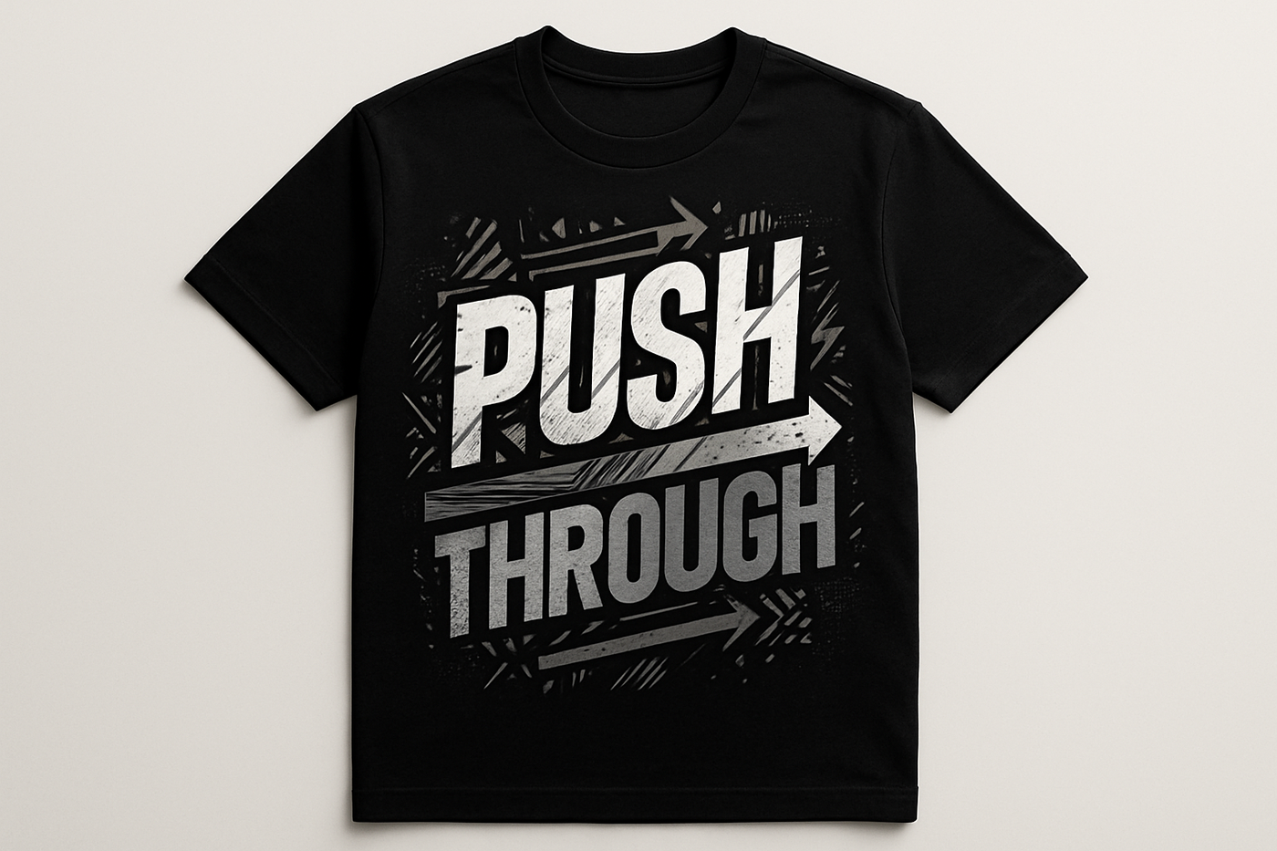 Push through Mens Graphic Tee - Cool Novelty Design Crewneck T Shirts for Guys (Black, Large)