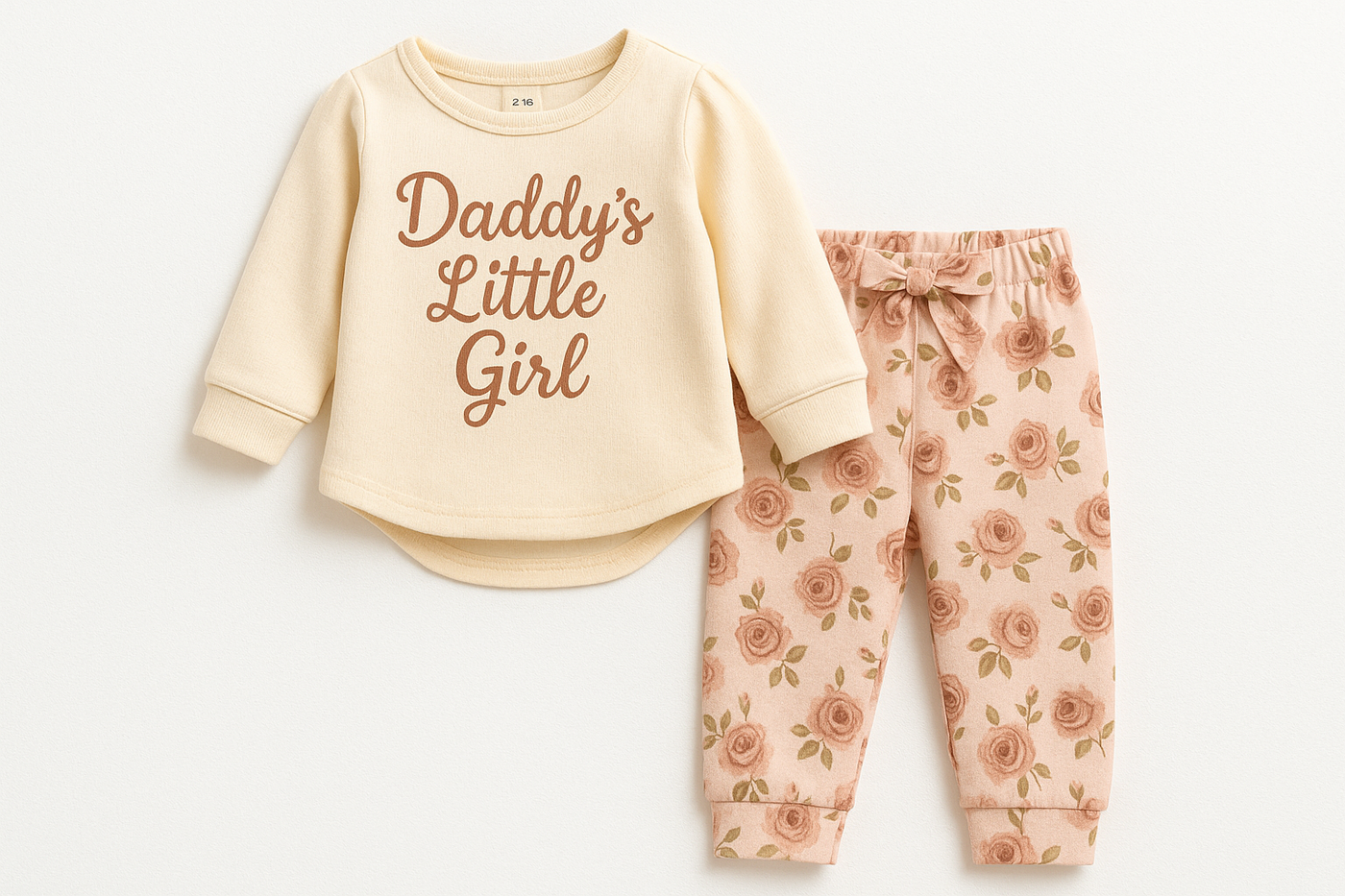 Toddler Girl Clothes Long Sleeve Fall Outfit Daddys Little Girl Baby Clothes Rose Flower Pant Girl Boutique Clothing Set 12-18 Months